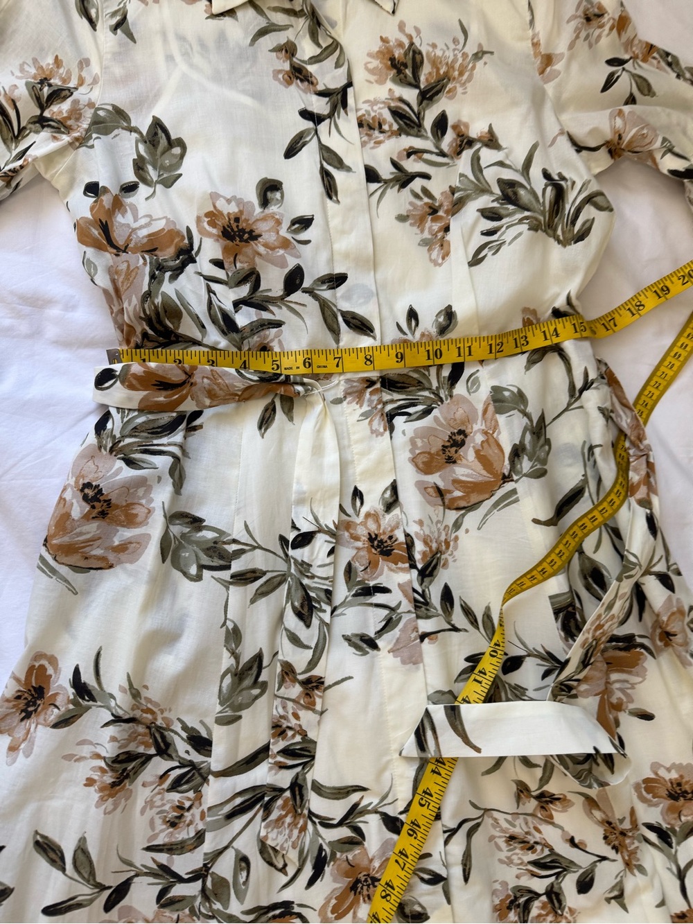 NWT Calvin Klein Floral Cotton Button-Up Belted Shirt Dress - 6 - Picture 12 of 13